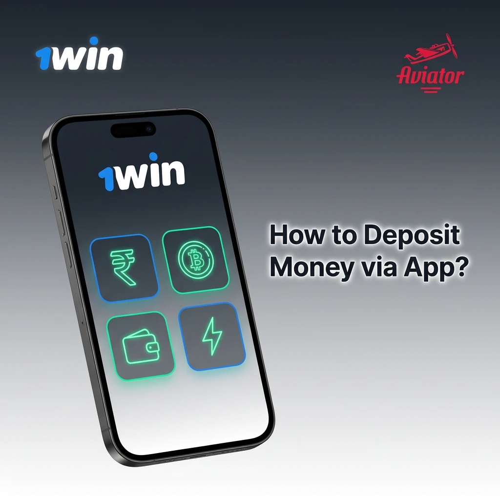 1win app deposit steps showing UPI, PhonePe, and crypto payment options in cashier menu